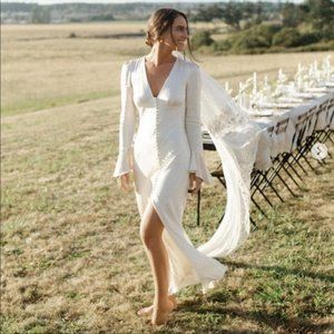 NWOT LUNE FRILL CUFF BIAS MIDI DRESS in CREAM from Shona Joy US2